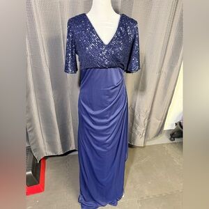 Xscape Navy Sequin Maxi Dress